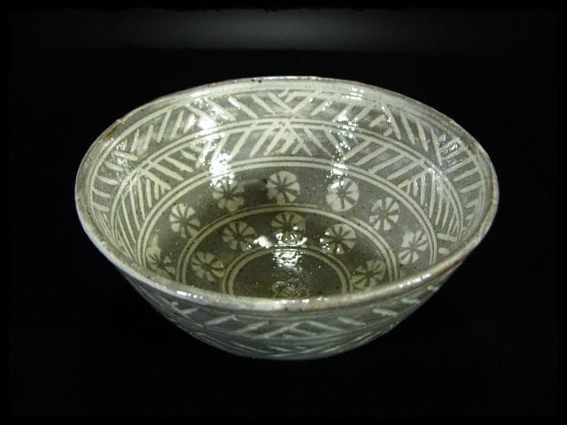 彫三島 茶碗 信楽 奥田 英山 茶道具  c571