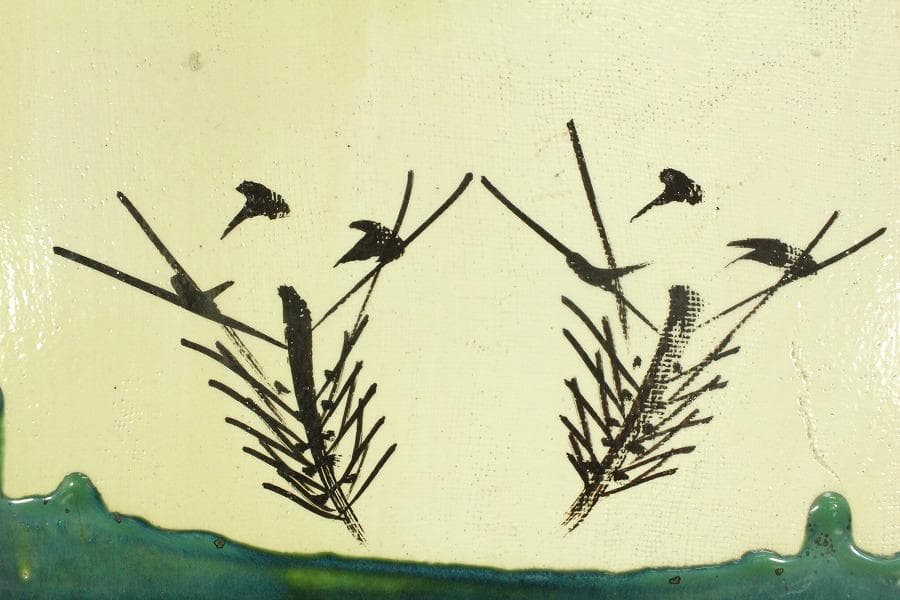 茶道具 織部 敷き瓦 瓶掛 敷き板 27.5cmx27.5cm(LC587)