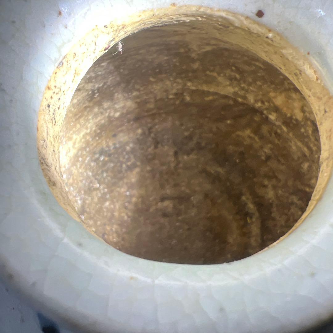 骨董　瓷器　染付双寿缶　茶壺　中国美術