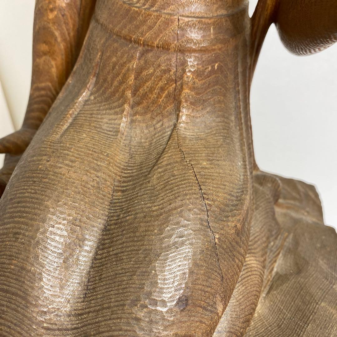 森山朝光作　木彫　弥勤　高さ約57.5㎝　チヒオニ　東さ8-0104☆2F