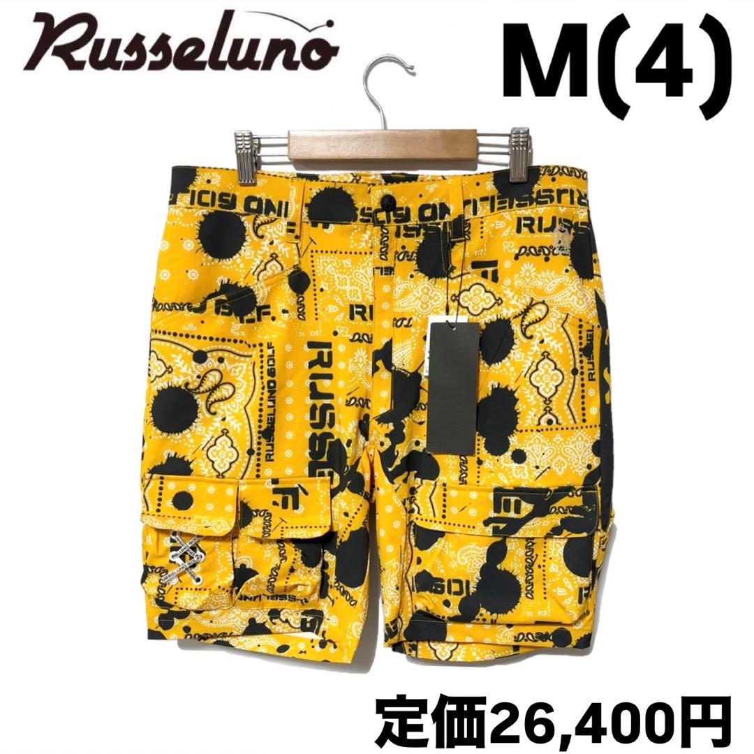 新品 ラッセルノ ゴルフ バンダナ ストレッチ カーゴショーツ イエロー M 4