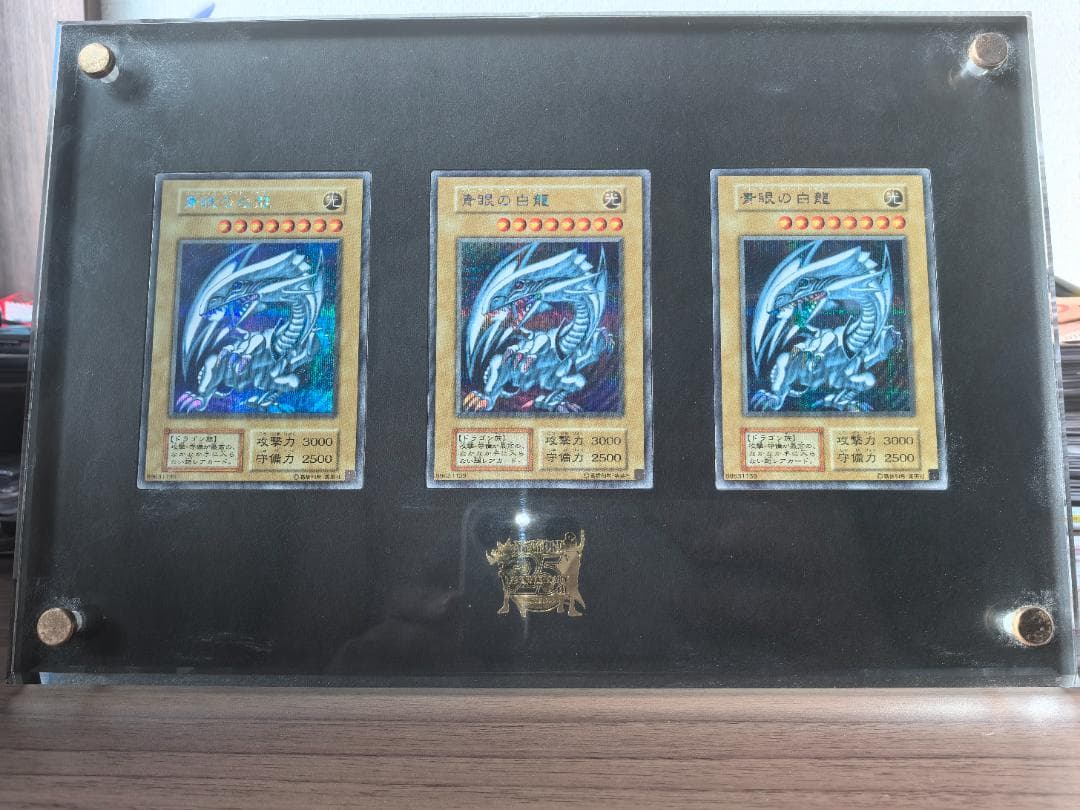 遊戯王 SER 青眼の白龍 復刻 シークレット 3枚 ディスプレイ付き