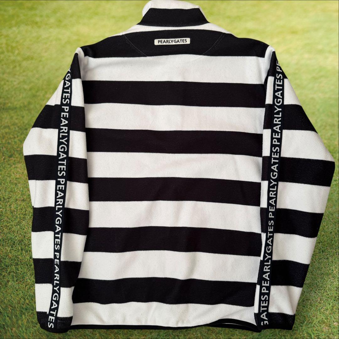 パーリーゲイツ　ジャケット　ブルゾン　フリース　白　紺　M〜L相当　ボーダー柄