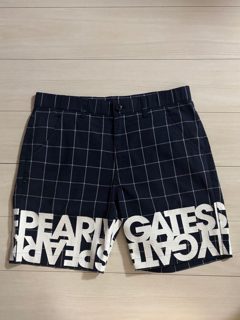 PEARLY GATES チェック柄パンツ ネイビー