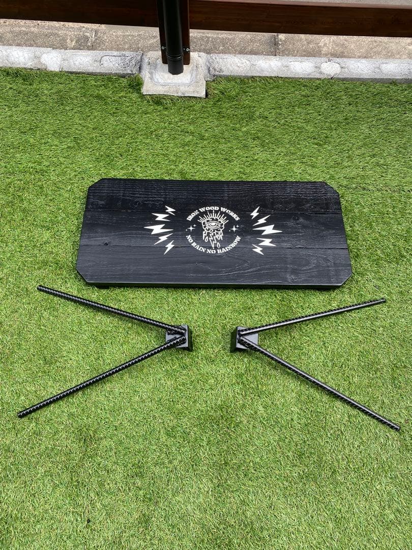 キャンプテーブル　無骨　生刷り　ローテーブル　アイアン　ソロキャンプ　折り畳み