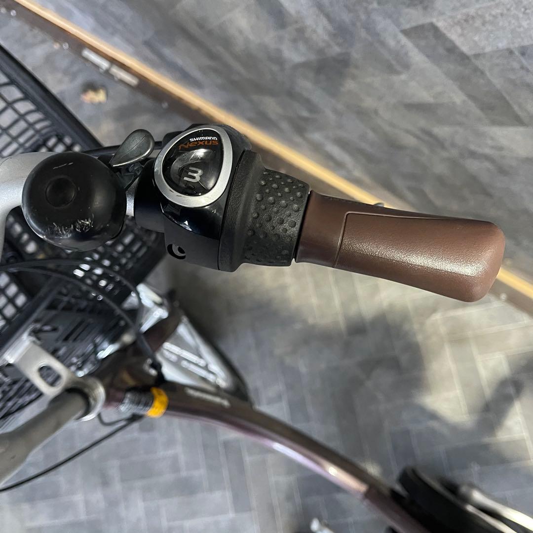 電動アシスト自転車 パープル 前後バスケット付き