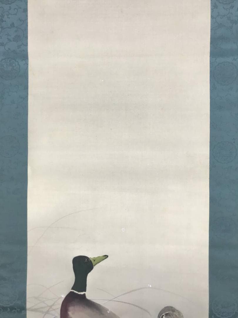 真作/今井景樹/雪中鴨図/加茂図/カモ図/花鳥図/掛軸/名家伝来/AH-707