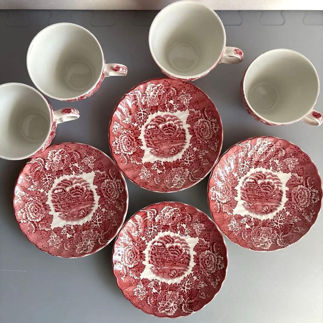 Wood&Sons/ティーカップ&ソーサー4客/エノクウッズ レッド