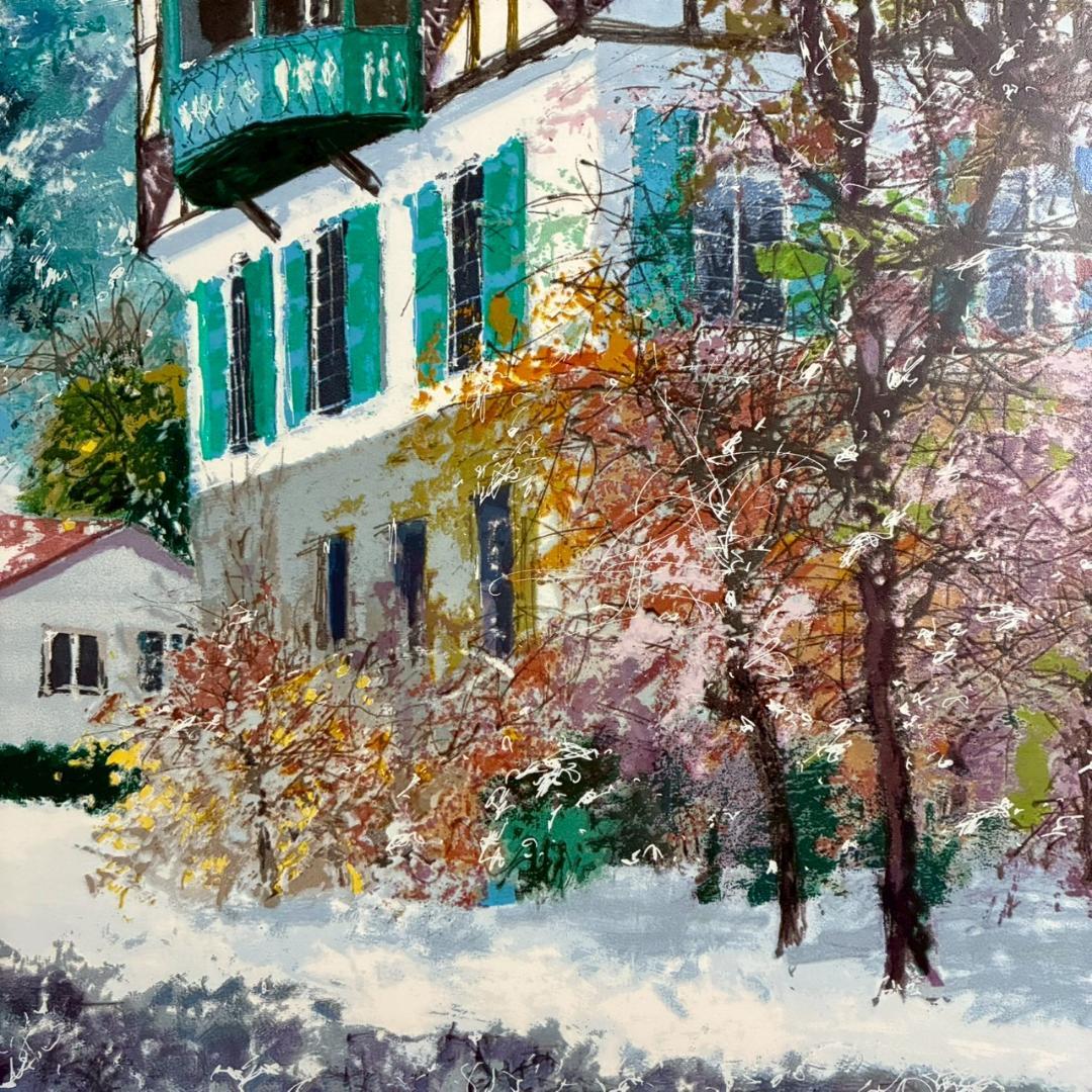 美品 小田切訓「雪のノイシュバンシュタイン城」シルクスクリーン 直筆サイン入り