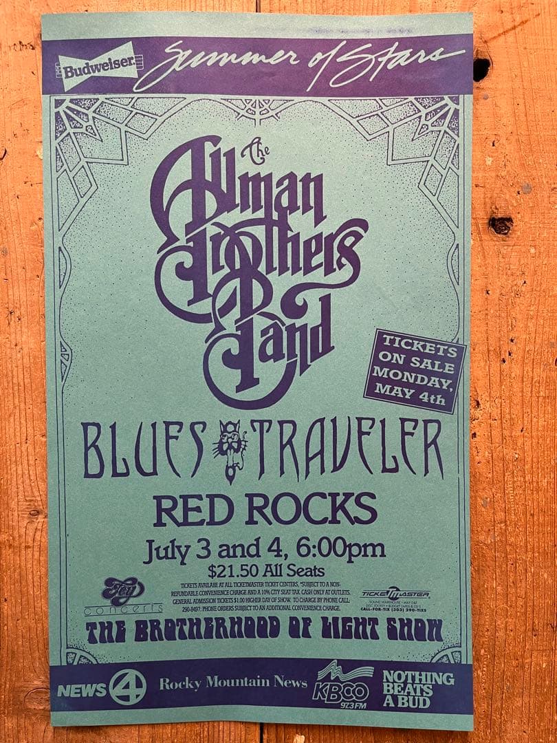 オールマンブラザーズ/ブルーストラベラー 1993 ビンテージポスター