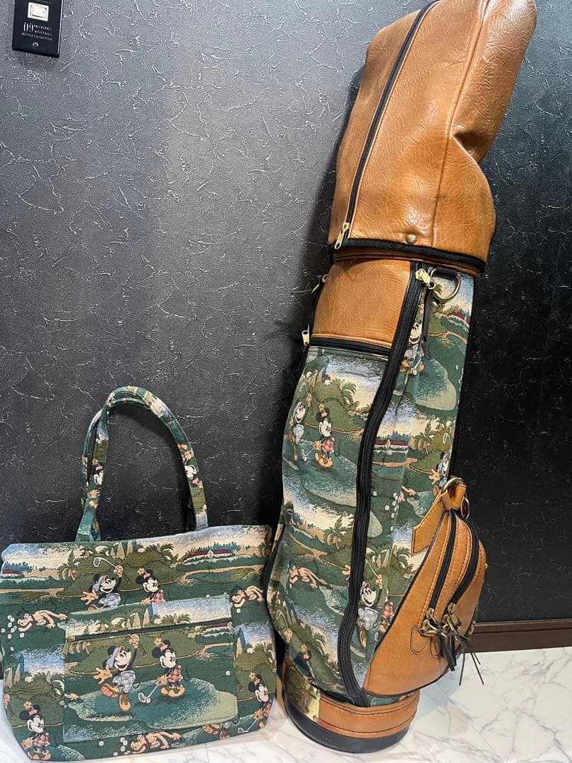 ミッキーマウス柄 ゴルフバッグ・キャディバッグ　レトロ　レザー