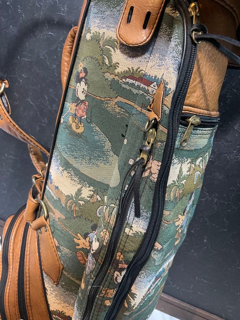 ミッキーマウス柄 ゴルフバッグ・キャディバッグ　レトロ　レザー