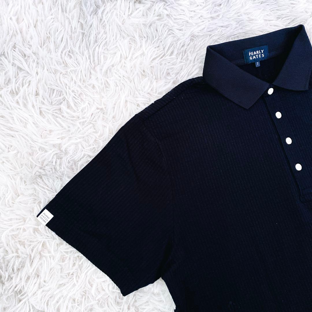 ☆PEARLY GATES ☆ホロシャツ サイズ7(3L)ブラック　ストライプ