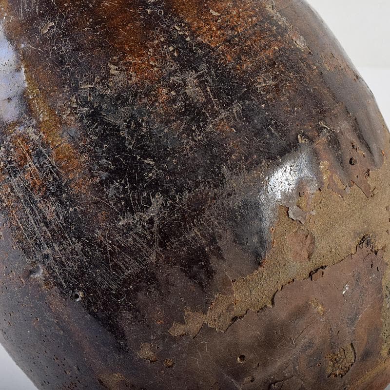 朝鮮美術　李朝　飴釉　碗口瓶　V　R8031B