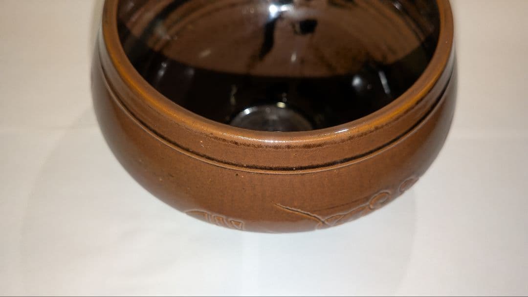 『独楽　宝尽くし』建水　膳所焼　陽炎園　茶道具　茶こぼし　茶の湯茶席茶会　共箱