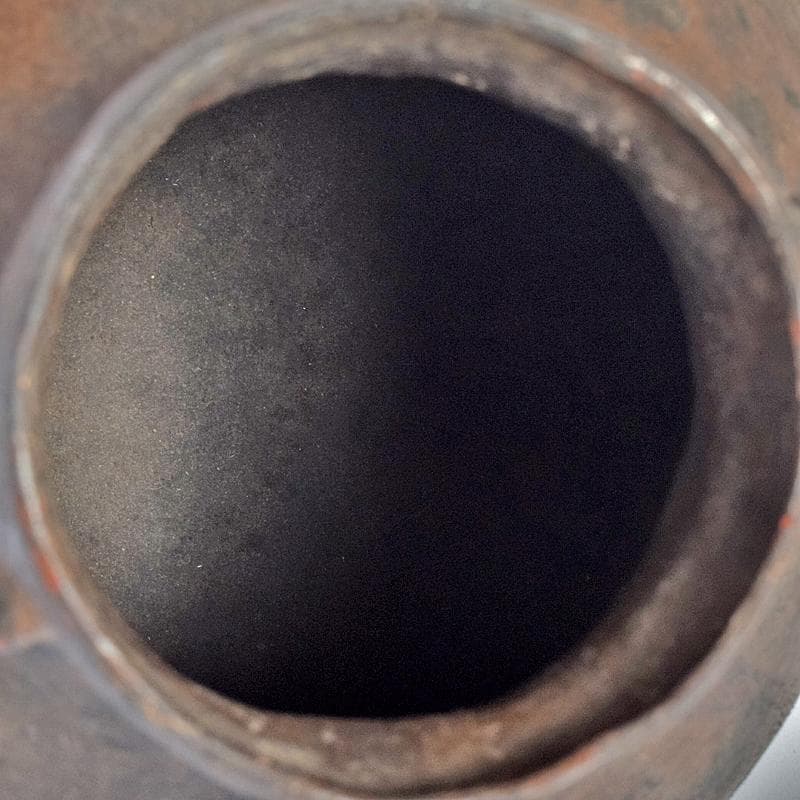 弥生式土器　黒釉　双耳丸瓶　壷　時代箱付　V　R8584B