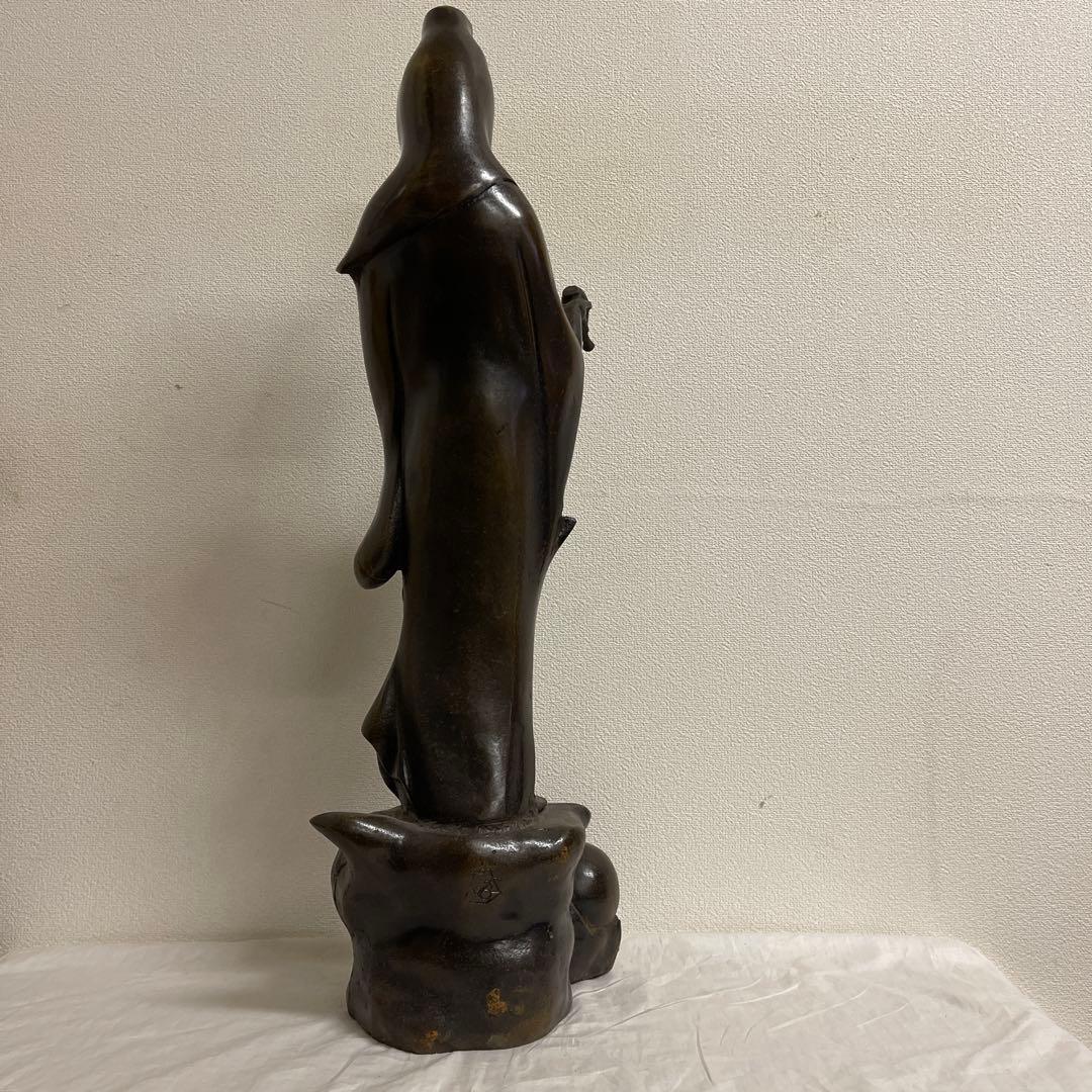 悲母観音　高さ約62センチ　狩野芳崖　鉄製　やや傷あり