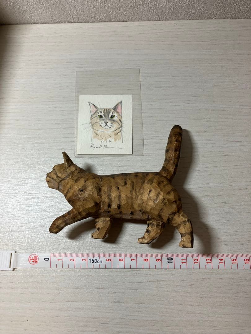 【希少】バンナイリョウジ　木彫り猫