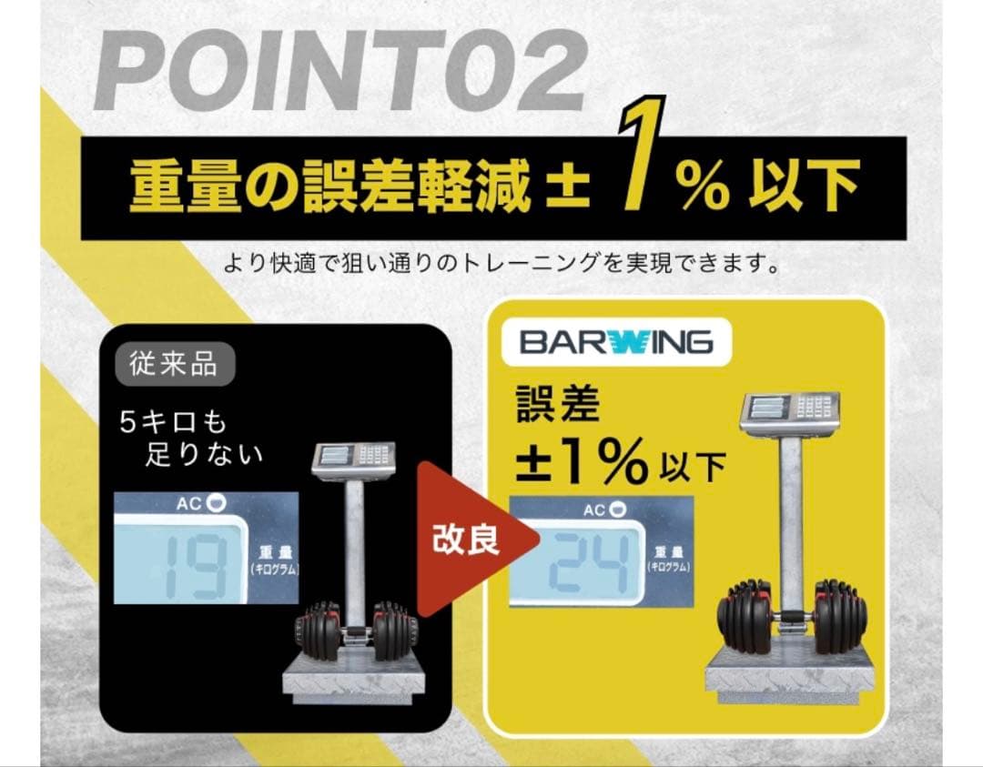 ダンベル　BARWING24 新モデル　BW-NKHDB-24-GR 24kg①