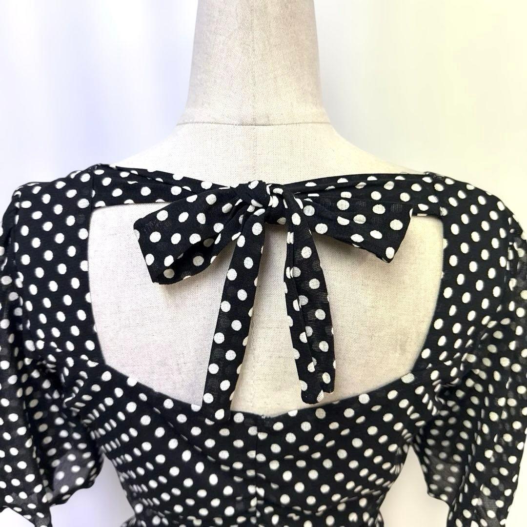 Y5661★M【Chacottチャコット】ドット りぼん トップス 社交ダンス