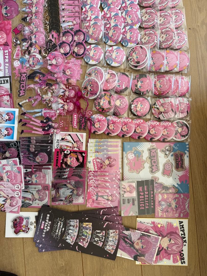 アンプタックカラーズ ケチャ グッズ 大量まとめ売り 缶バッジ うちわ タオル