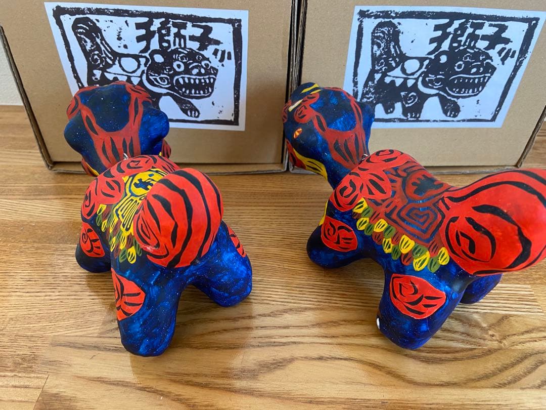 特注品 琉球張子 豊永盛人 ロードワークス シーサー2体セット 阿吽