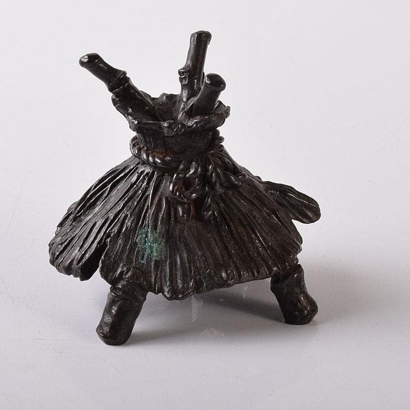 高岡銅器　千秋長治作　蝋型鋳銅　蓋置　共箱　Ｖ　7854