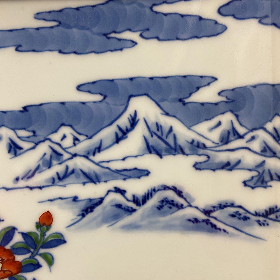 箱付き 源右衛門窯 陶額 染錦雪椿図