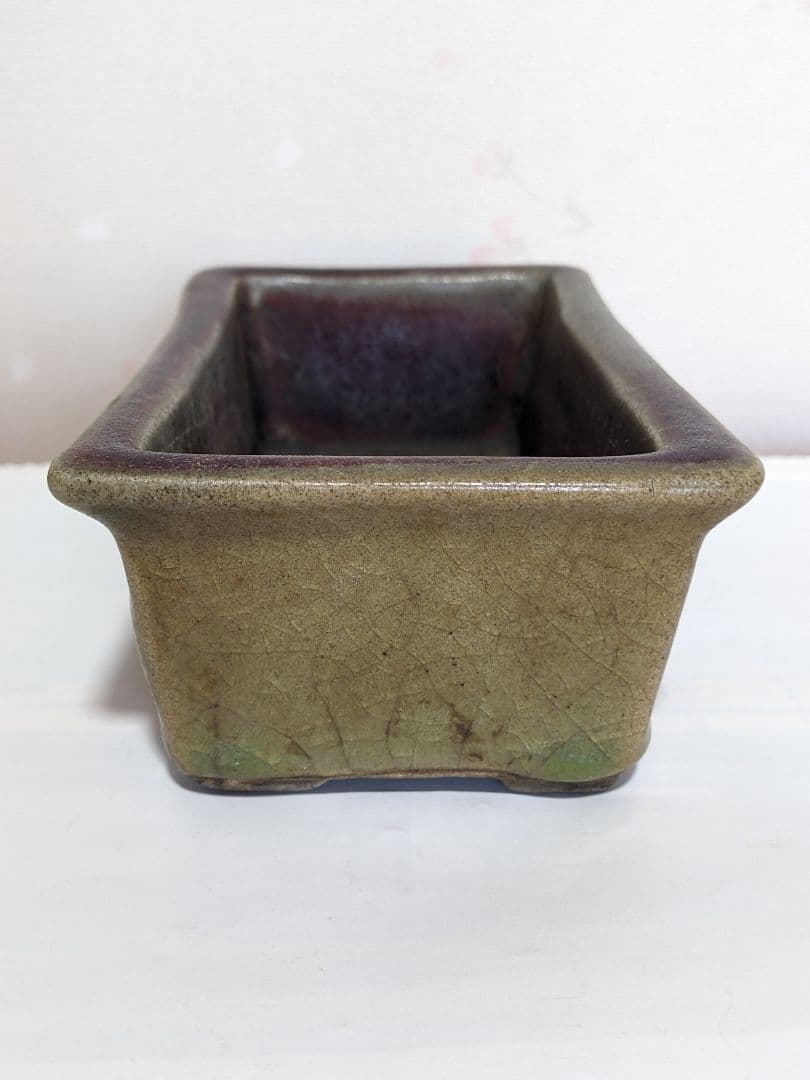 ♦中国古玩 長方形辰砂ミニ盆栽鉢 北京紫禁城 建福宮印 古美術品 骨董品