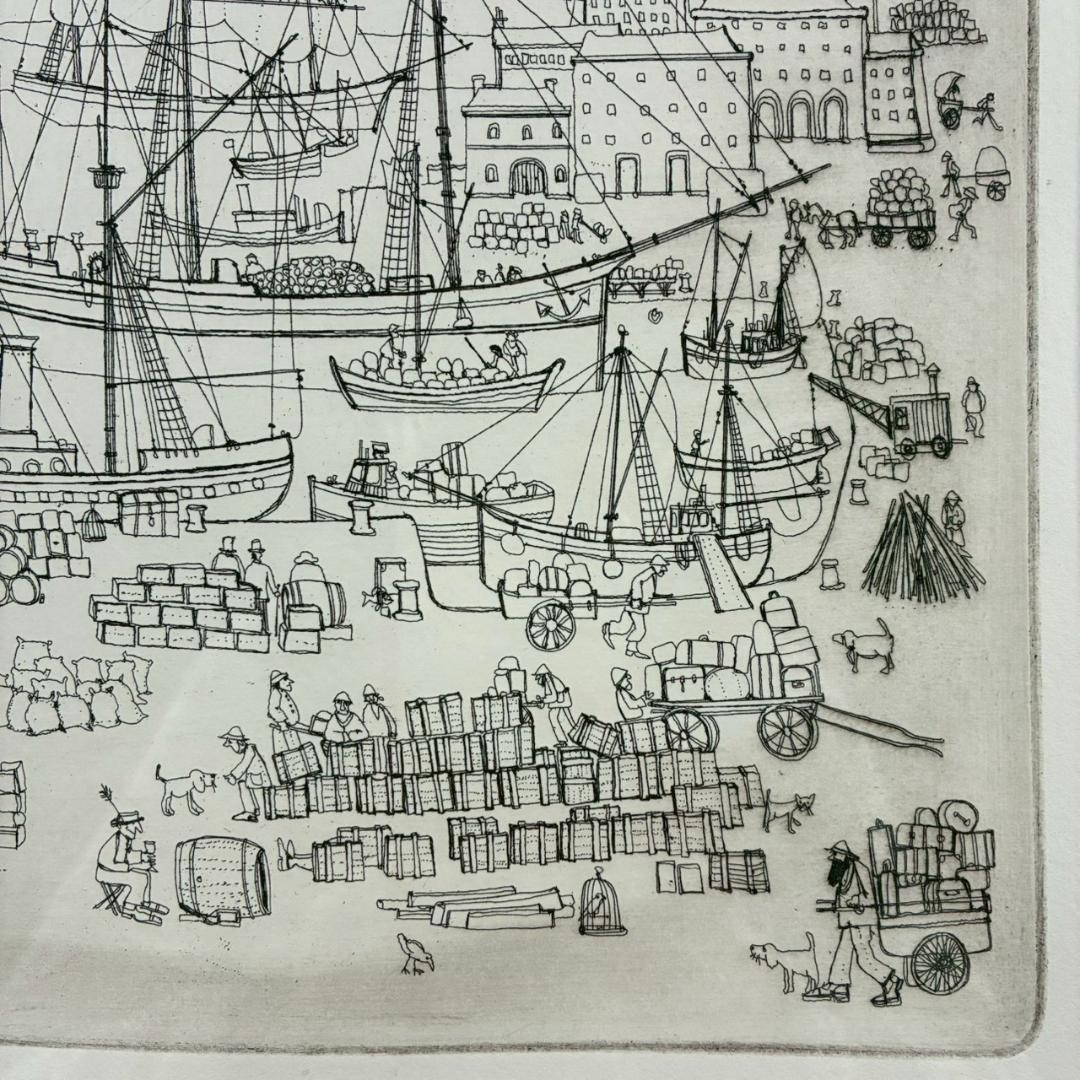 美品 グラハム・クラーク「ヴィンテージポート」エッチング 直筆サイン入 神戸