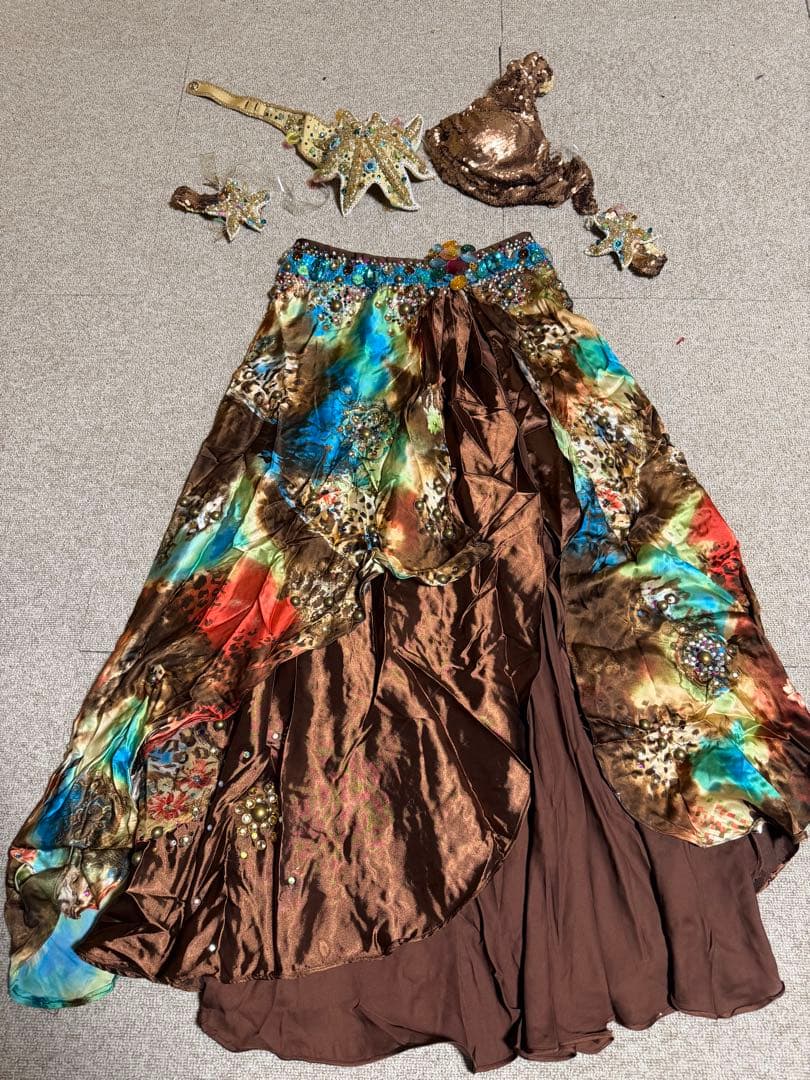 ベリーダンス セットアップ ブラウン マルチカラーEgypt set up