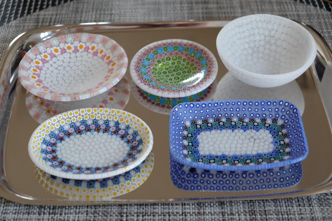 ベネチアンガラス ミルフィオリ プレート 皿 江波冨士子/黒木国昭/藤田喬平