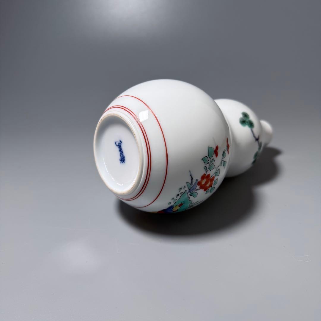 人間国宝　十四代　酒井田柿右衛門　錦松鶴文花瓶　人気の瓢箪形　本物