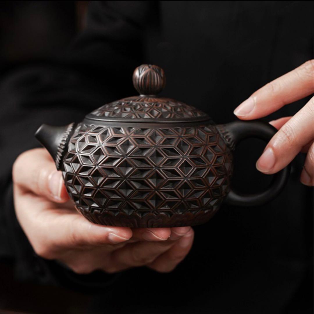 【茶道具】 満彫西施壺 1個