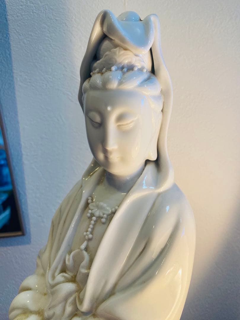 中国美術品、德州窑白瓷、观世音大佛像、超美品、