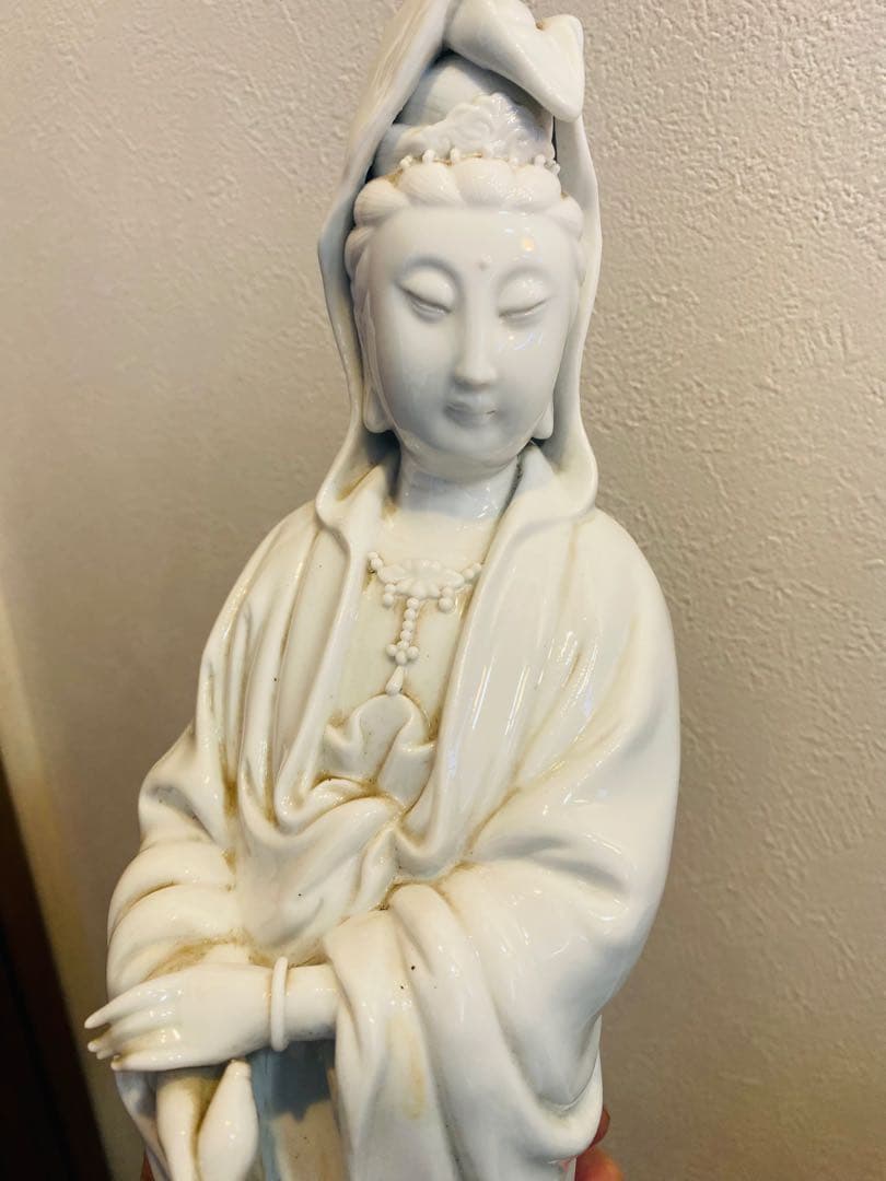 中国美術品、德州窑白瓷、观世音大佛像、超美品、