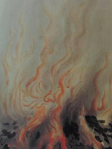 横山 大観、焚火２、希少画集画、新品額装付