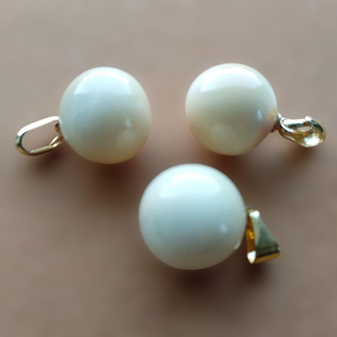 鯨歯　マッコウクジラ　牙玉ペンダントトップ　11.5㎜　10個　①