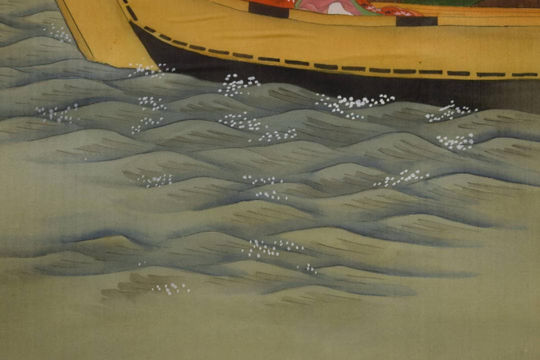 不詳/作者不詳/浮世絵美人画/舟遊図/布袋屋掛軸HH-614