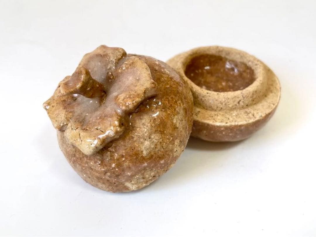 作家物　陶芸家　作者不明　三輪休雪　？　萩焼　萩香合　香合　蜜柑　柿　箱なし