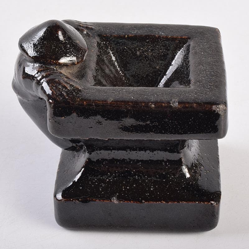 茶道具　楽吉左衛門　九代了入作　一閑人　蓋置　共箱　V　R9013