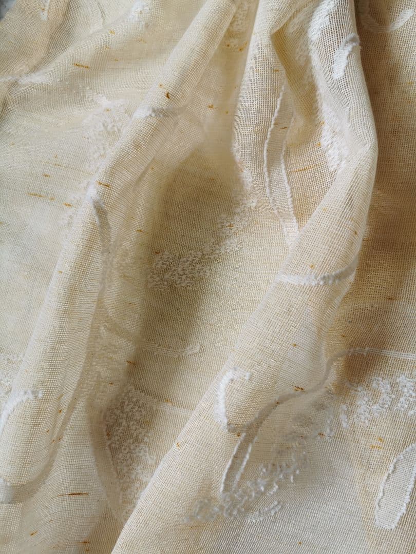 アンティークマドラスレース 麦の穂と葉 アプリコット＆アイボリー カーテンパネル