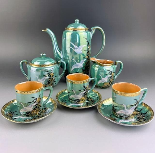 【希少】オールドニッポン ジュエル ティーセット ラスター彩 フライングスワン