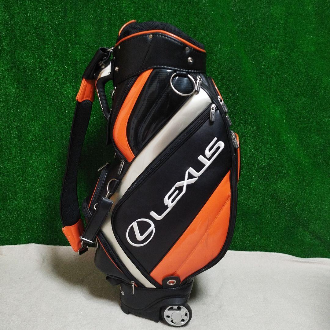 Lexus キャスター付きキャディバッグ オレンジ ブラック フードなし