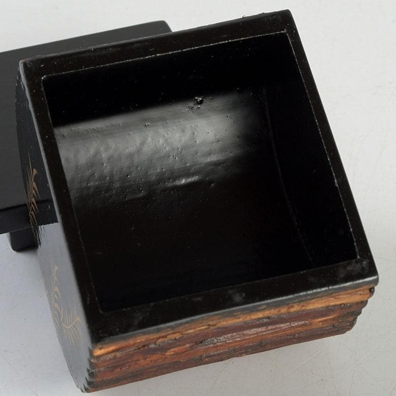 茶道具　一峰作　柳蒔絵　烏帽子香合　共箱　V　9529