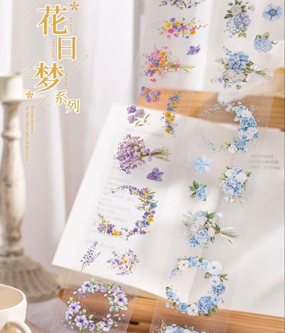 mt602❥花日梦6種 花 リース シール マステ ♡ 海外 マスキングテープ