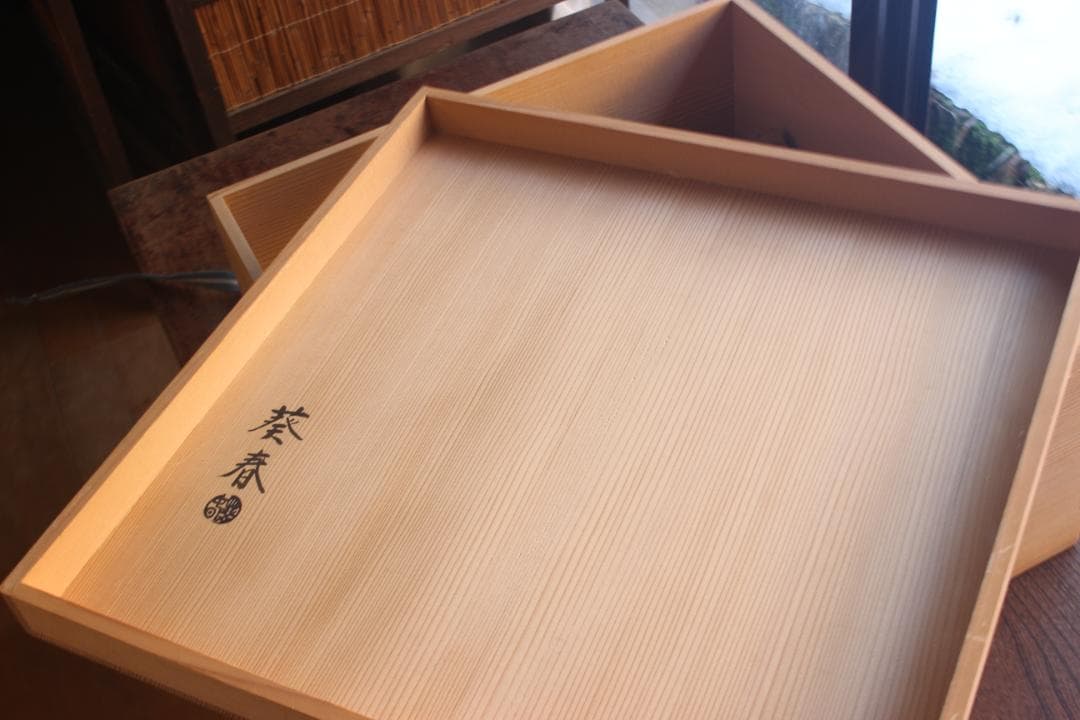 専用！！端正な隅不切デザインに極上朱漆の映える四方折敷5点（検京塗懐石道具