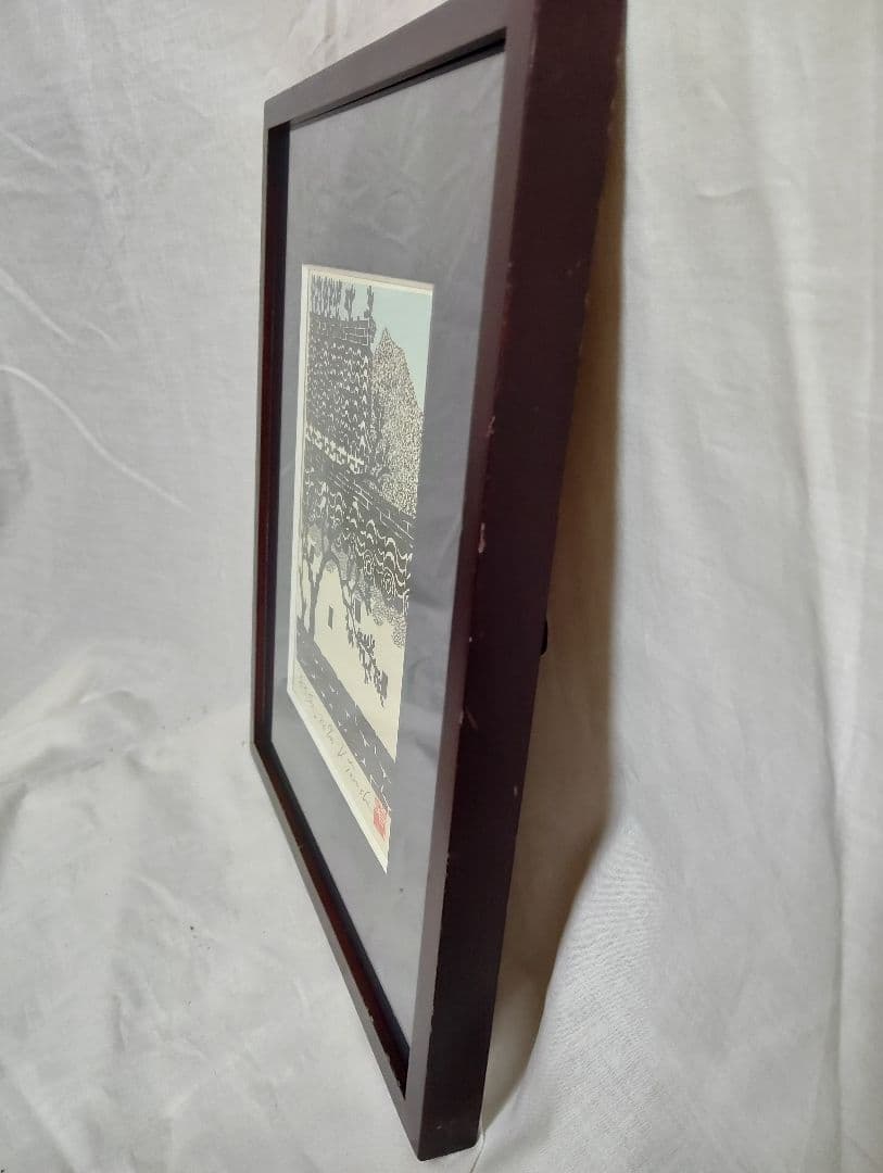 K. Terashima 木版画 「府内城」フレーム付き