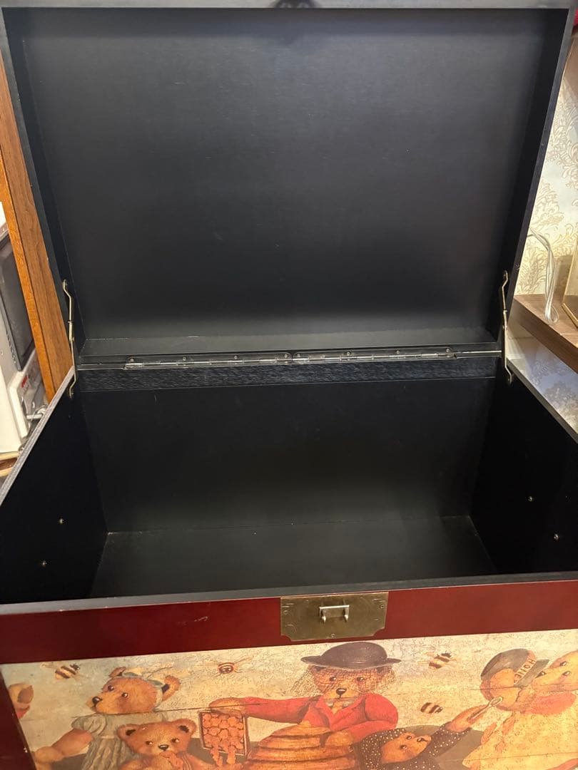 トイボックス　テディベアイラストが描かれた木製ボックス