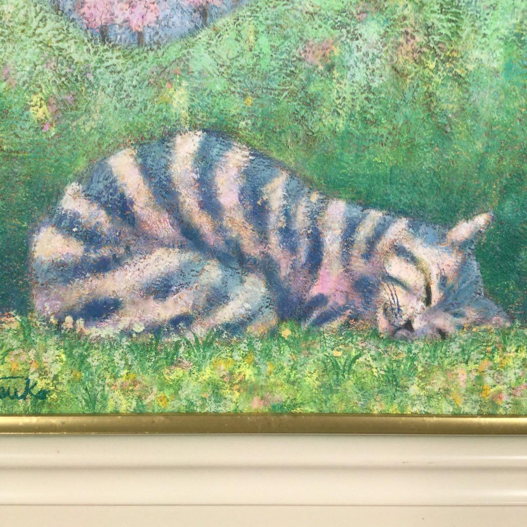 『冬うー特価』　絵画　油絵　『春眠』　猫